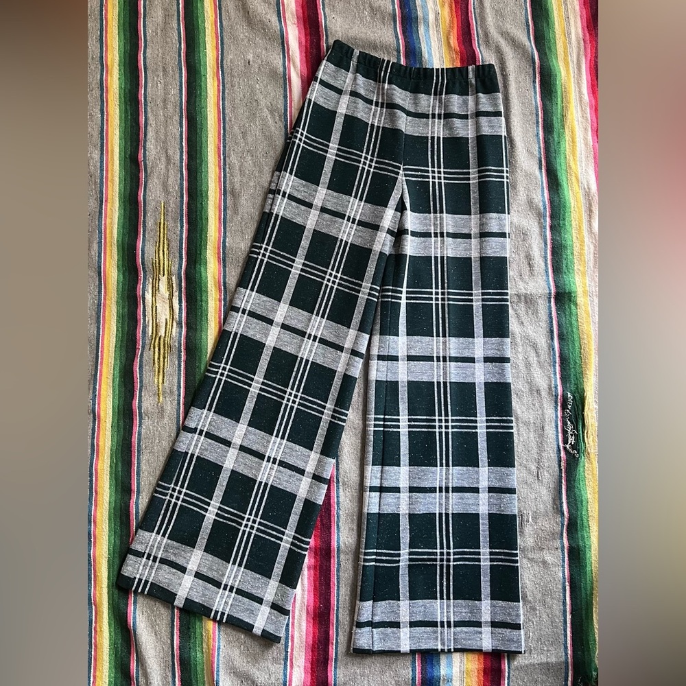 Vintage Forrest Green Plaid Bell Bottoms